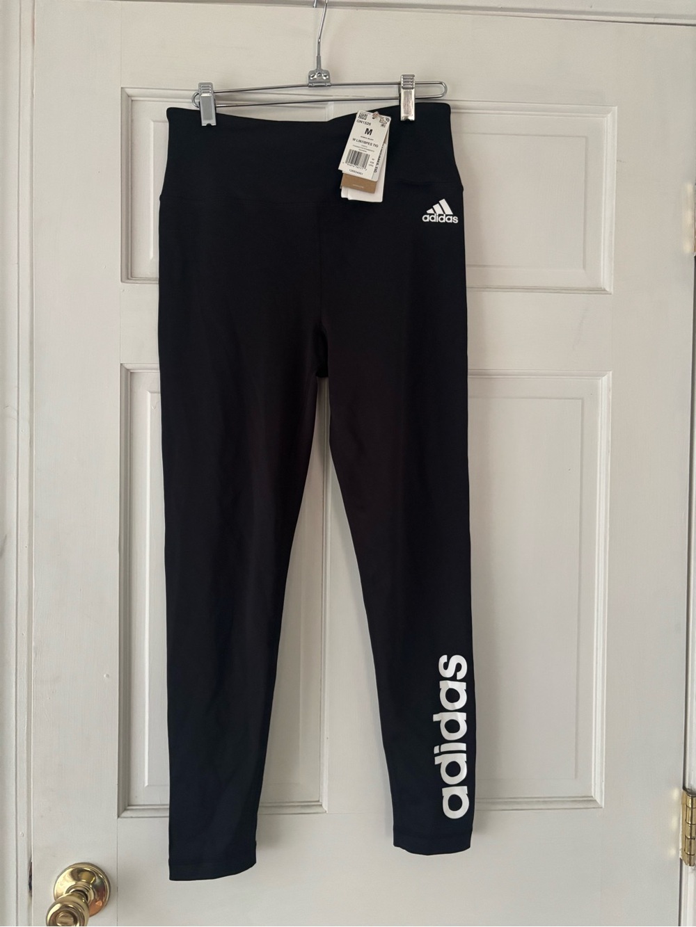 adidas Black Leggings with White Logo